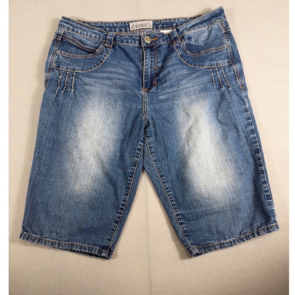 Y2K Phat Fashions Silver Label Denim Bermuda Shorts Blue Indigo Size 16